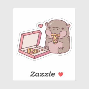 Adesivo Cute Pygmy Hippo Adora Comer Pizza