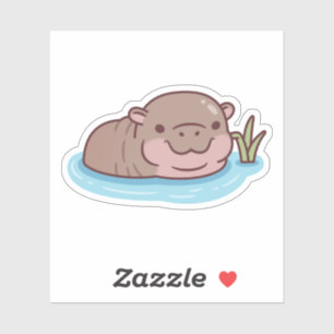 Adesivo Cute Pygmy Hippo Refrigeração Em Rio