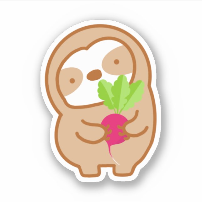 Adesivo Cute Radish Sloth  (Frente)