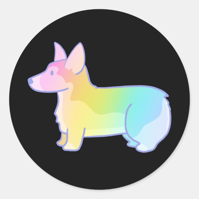 Adesivo Cute Rainbow Corgi (Frente)