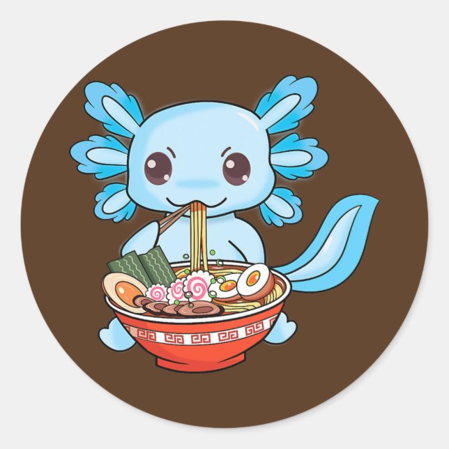 Adesivo Cute Ramen Axolotl Japonês Nodles Crianças (Frente)