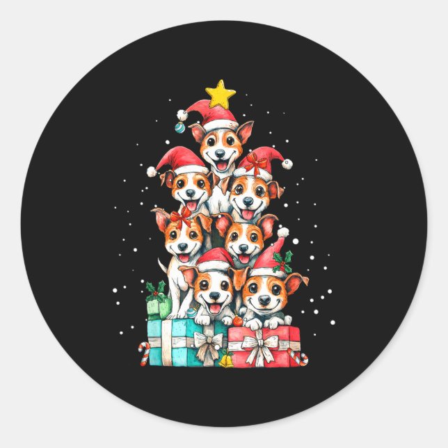 Adesivo Cute Rat Terrier Le Dog Christmas Tree Xmas  (Frente)