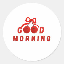 Adesivo Cute Red Cherry Bow Good Morning Coffee Mug