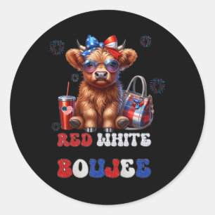 Adesivo Cute Red White E Boujee Cow 4 De Julho Patrioti
