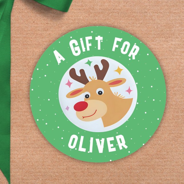 Adesivo Cute Reindeer Snowflakes Kid`s Name Christmas  (Criador carregado)