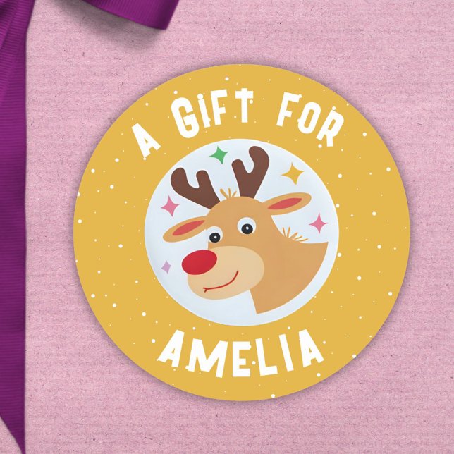 Adesivo Cute Reindeer Snowflakes Kid`s Name Christmas  (Criador carregado)