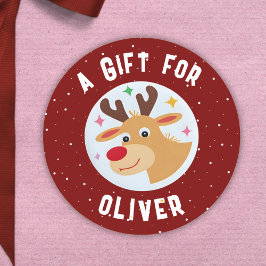 Adesivo Cute Reindeer Snowflakes Kid`s Name Christmas