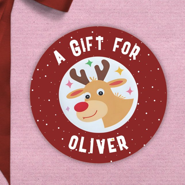 Adesivo Cute Reindeer Snowflakes Kid`s Name Christmas  (Criador carregado)