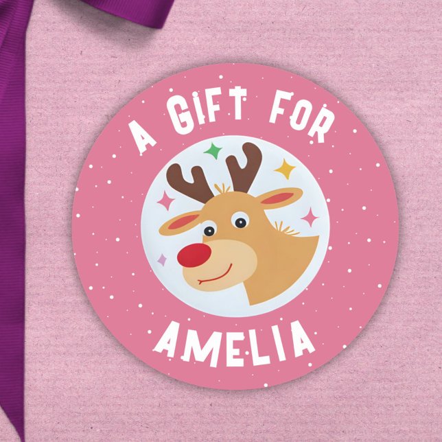 Adesivo Cute Reindeer Snowflakes Kid`s Name Christmas  (Criador carregado)