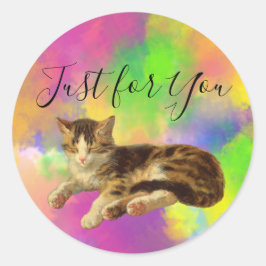 Adesivo Cute Retro Kitty Cat Just for You Abstract Rainbow