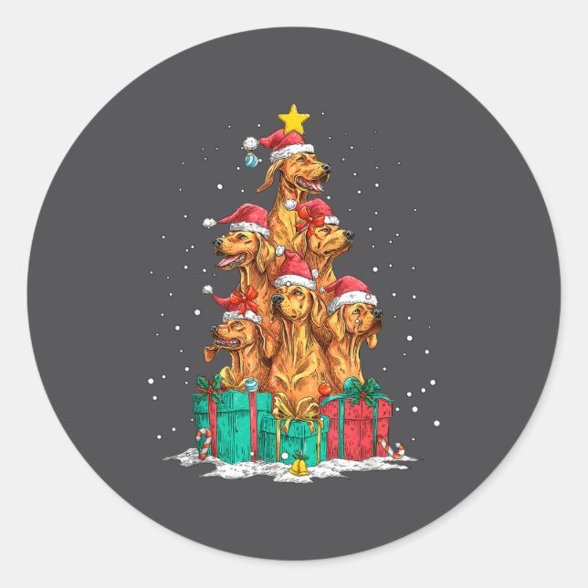 Adesivo Cute Rhodesian Ridgeback Le Dog Christmas Tree Xma (Frente)