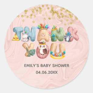 Adesivo Cute Rose Gold Mármore Chuveiro de Bebê Animal Agr