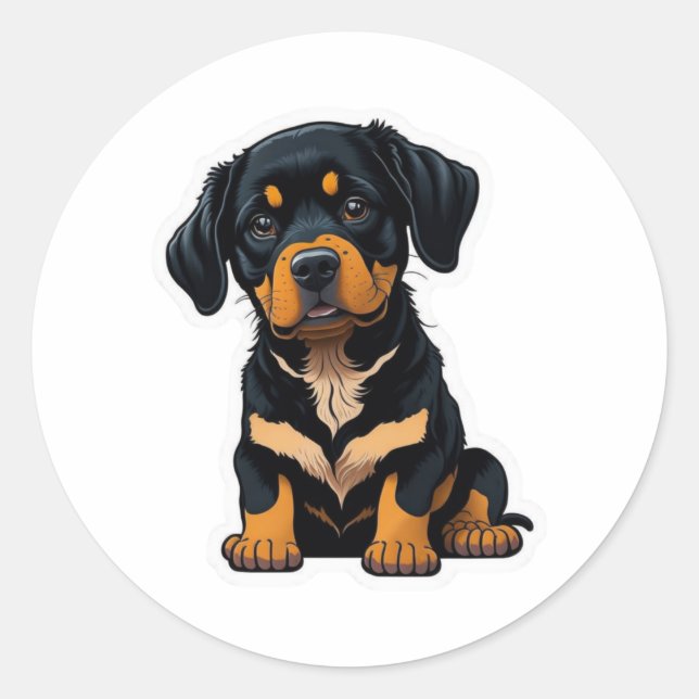 Adesivo Cute Rottweiler - Presentes para Proprietários de  (Frente)