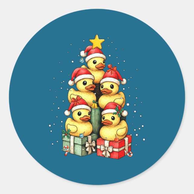 Adesivo Cute Rubber Ducks Le Duckie Christmas Tree Xmas Ha (Frente)