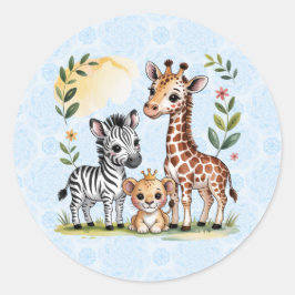Adesivo Cute Safari Animal Trio Boy Baby Shower