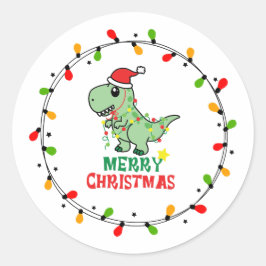 Adesivo Cute Santa Dino Merry Christmas