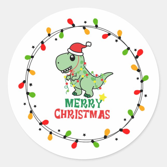 Adesivo Cute Santa Dino Merry Christmas  (Frente)