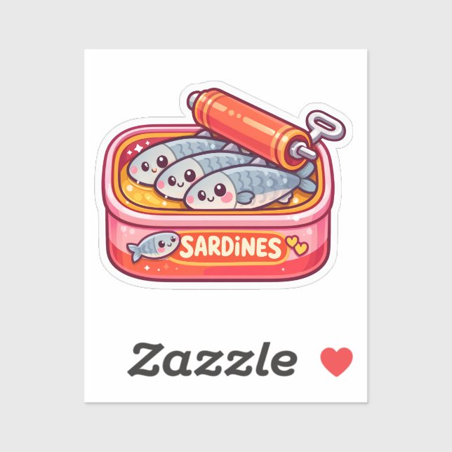 Adesivo Cute Sardines Can Pink Orange (Folha)