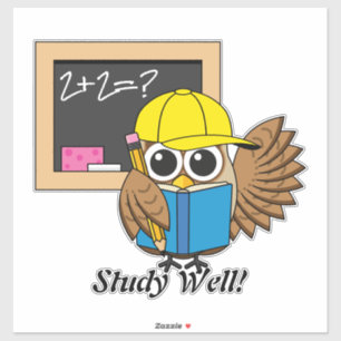 Adesivo Cute School Student Owl Cartoon   Add Text