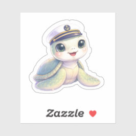 Adesivo Cute Sea Turtle Captain Sticker