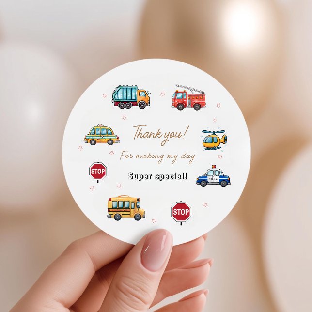 Adesivo Cute Service Vehicle Birthday bash Favor Bags (Criador carregado)