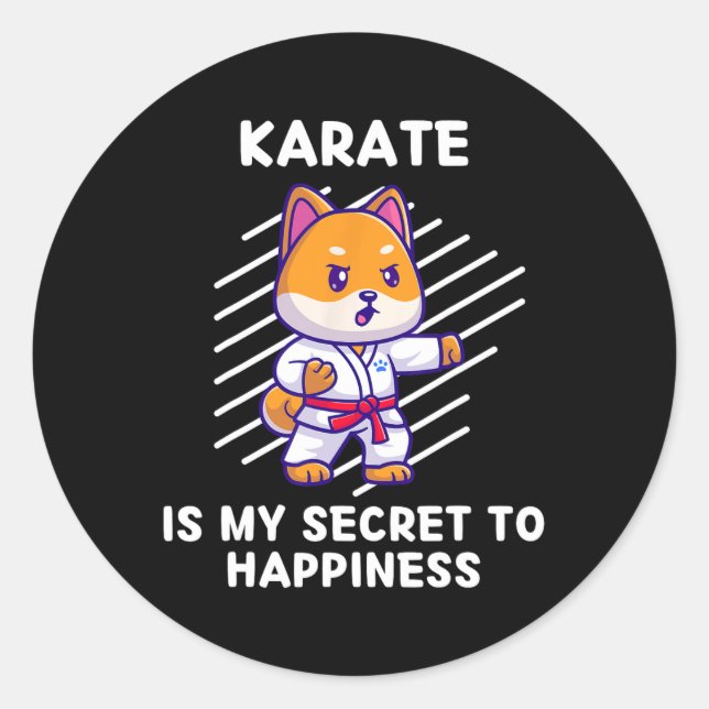 Adesivo Cute Shi Inu Karate É Meu Segredo Para Felicidade  (Frente)