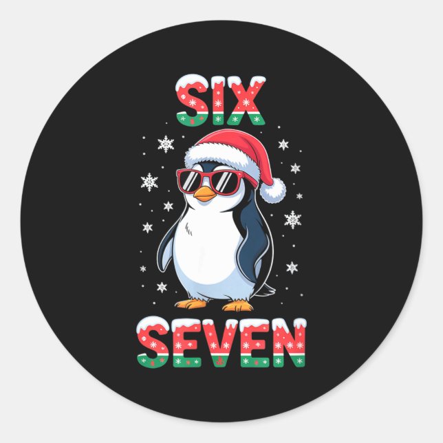 Adesivo Cute Six Seven 67 Penguin Kids Christmas Holiday  (Frente)