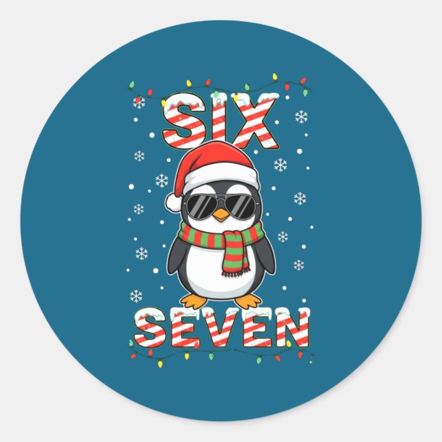 Adesivo Cute Six Seven 67 Penguin Kids Christmas Holiday L (Frente)
