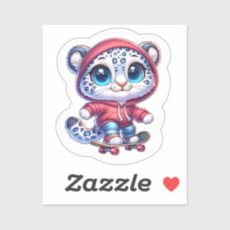 Adesivo Cute Skating Snow Leopard Stickers Kawaii Sport