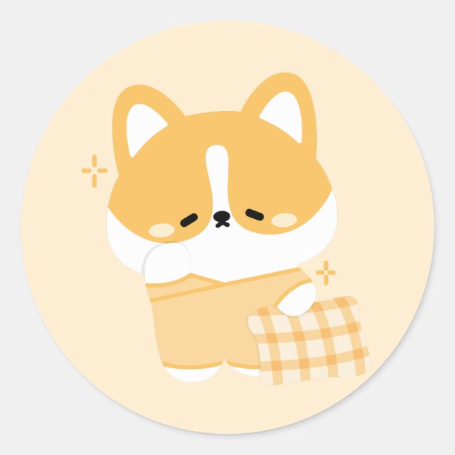 Adesivo Cute Sleepy Corg (Frente)