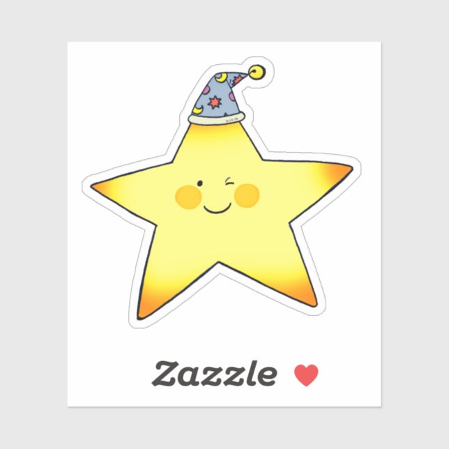 Adesivo Cute Sleepy Star Cartoon Illustration (Folha)