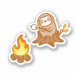 Adesivo Cute Sloth Campfire S’mores Vinyl Sticker