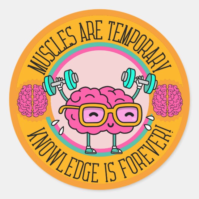 Adesivo Cute Smart Pink Brain Knowledge Is Forever  (Frente)