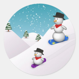 Adesivo Cute Snowboard Snowmen