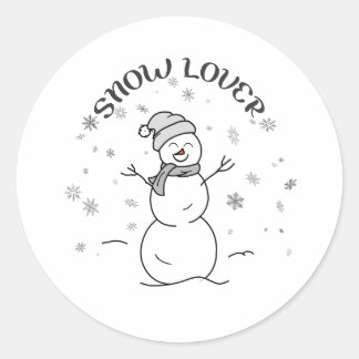 Adesivo Cute Snowman with SNOW LOVER Text and Snowflakes