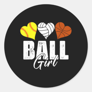 Adesivo Cute Softbol Volei Basquete Menina Coração