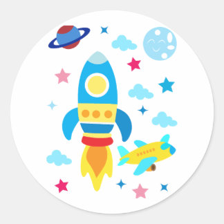 Adesivo Cute Spacecraft Rocket Ships Pattern