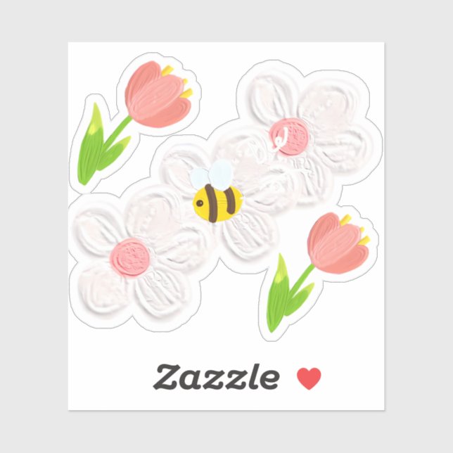 Adesivo Cute Spring Floral Bee Sticker (Folha)