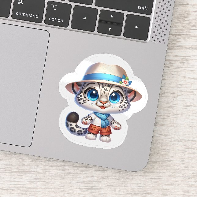 Adesivo Cute Stickers Kawaii Snow Leopard Summer Travel   (Detalhe)
