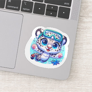 Adesivo Cute Stickers Snow Leopard Kawaii Sport Diving