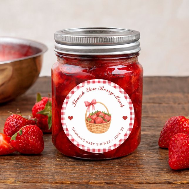 Adesivo Cute Strawberry Jam Baby Shower Thank You Favor (Criador carregado)