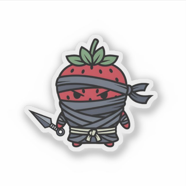 Adesivo Cute Strawberry Ninja Assassin Japanese Pop Art (Frente)