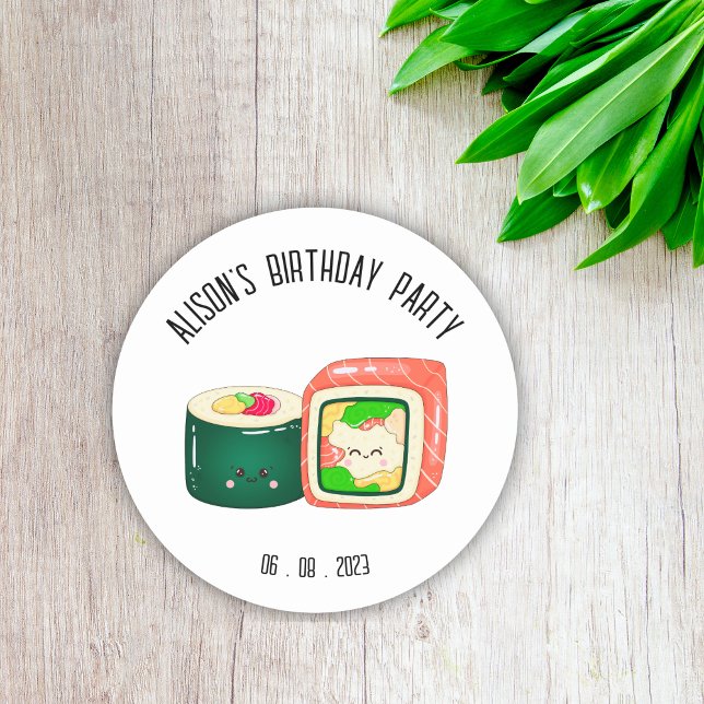 Adesivo Cute Sushi Rolls Birthday (Criador carregado)