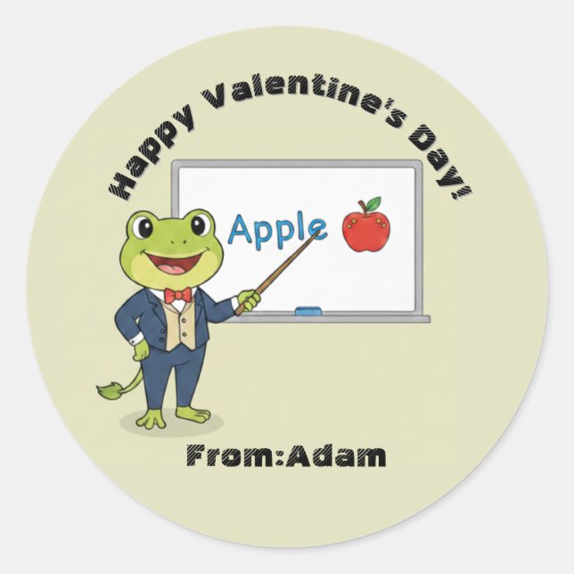 Adesivo Cute teacher frog  Valentine  (Frente)
