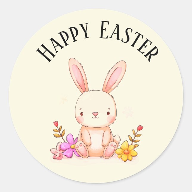 Adesivo Cute teal bunny happy Easter stickers (Frente)