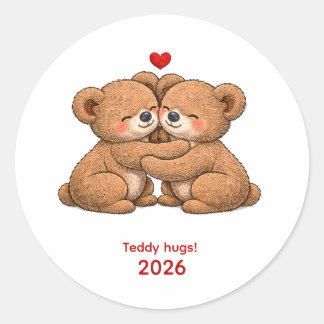 Adesivo Cute Teddy Bear Couple in Love – Embroidered Style