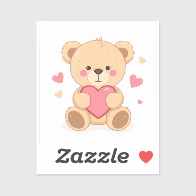 Adesivo Cute Teddy Bear Holding Heart – Valentine Love Ill (Folha)