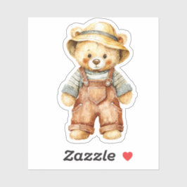 Adesivo Cute Teddy Bear in Overalls