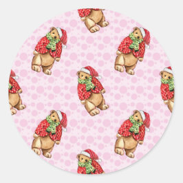 Adesivo Cute teddy bears in santa hats and red coats – pin