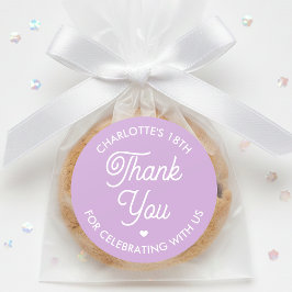 Adesivo Cute Thank You Birthday Name Any Age Purple Modern